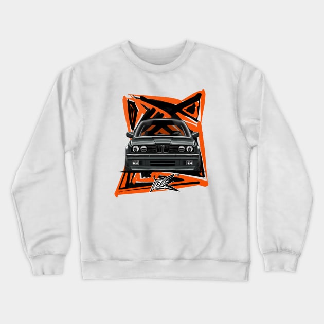 BMW E30 M3 BLACK Crewneck Sweatshirt by naquash